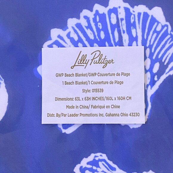 Lilly Pulitzer Barton Blue Beach Blanket Shell of a Good Time Seashell Fringed - Picture 4 of 4